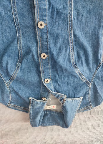 Mavi Düğmeli Kadın Denim Elbise - Görsel 2