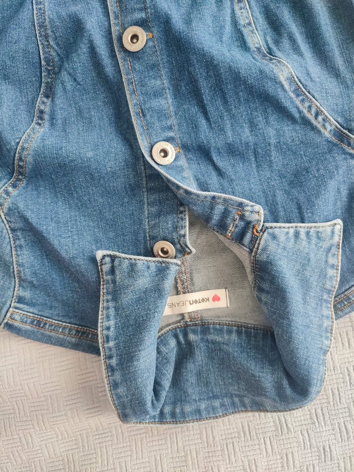 Mavi Düğmeli Kadın Denim Elbise - Görsel 4