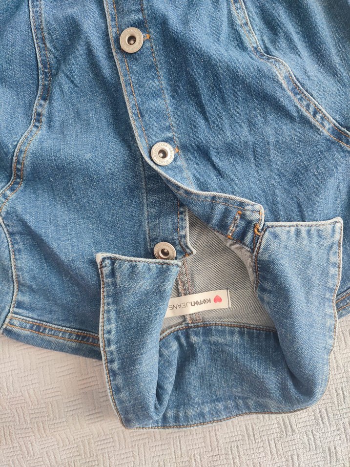 Mavi Düğmeli Kadın Denim Elbise - Görsel 3