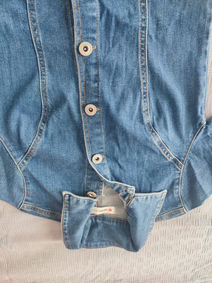 Mavi Düğmeli Kadın Denim Elbise - Görsel 2