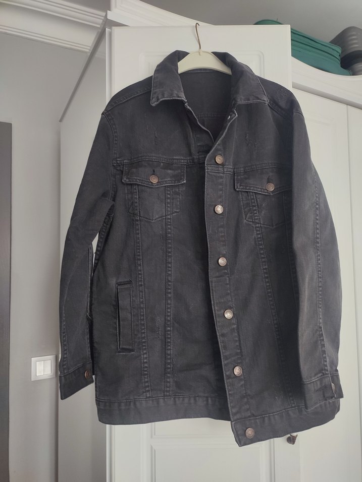 Düğmeli Siyah Kadın Denim Ceket - Görsel 2