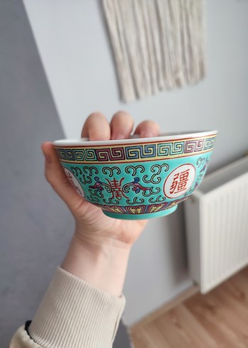 Renkli Desenli Turkuaz Tabak ve Kaşık Seti - Görsel 7