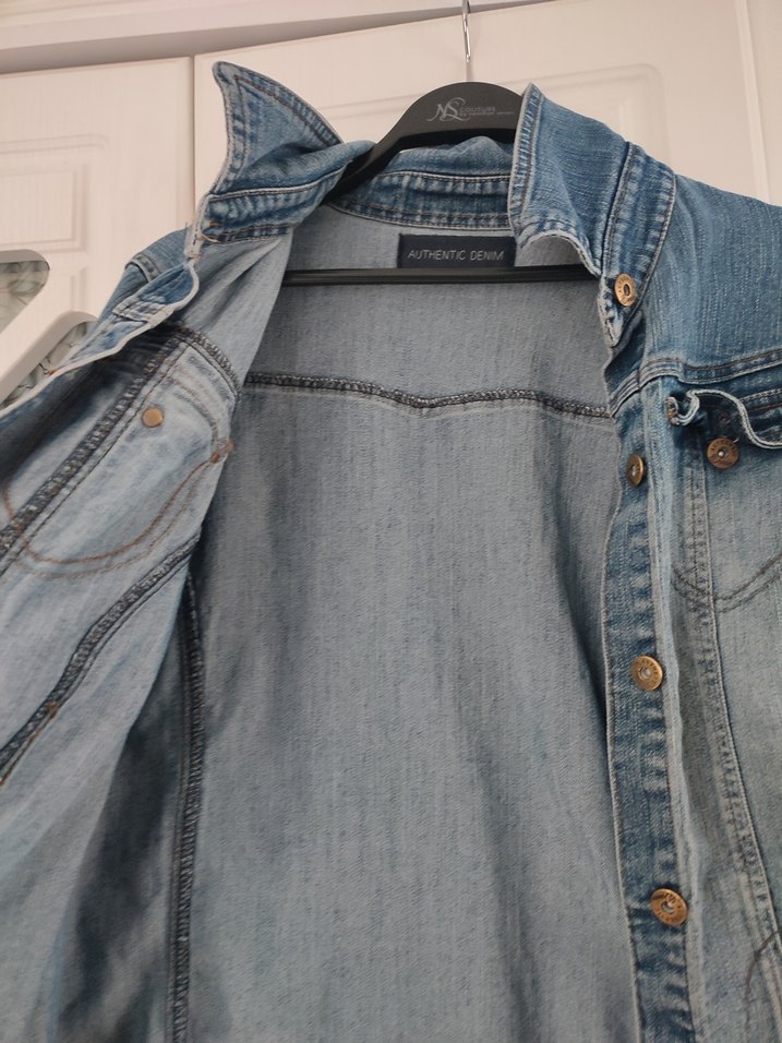 Düğmeli Mavi Kadın Denim Ceket - Görsel 3