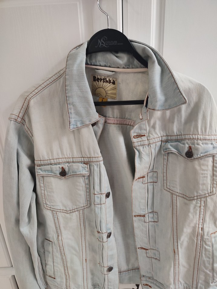 Düğmeli Beyaz Denim Kadın Ceket - Görsel 2