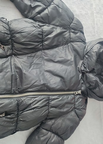 Gri Kadın Midi Kışlık Fermuarlı Mont - Görsel 2