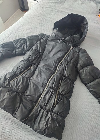 Gri Kadın Midi Kışlık Fermuarlı Mont - Görsel 3