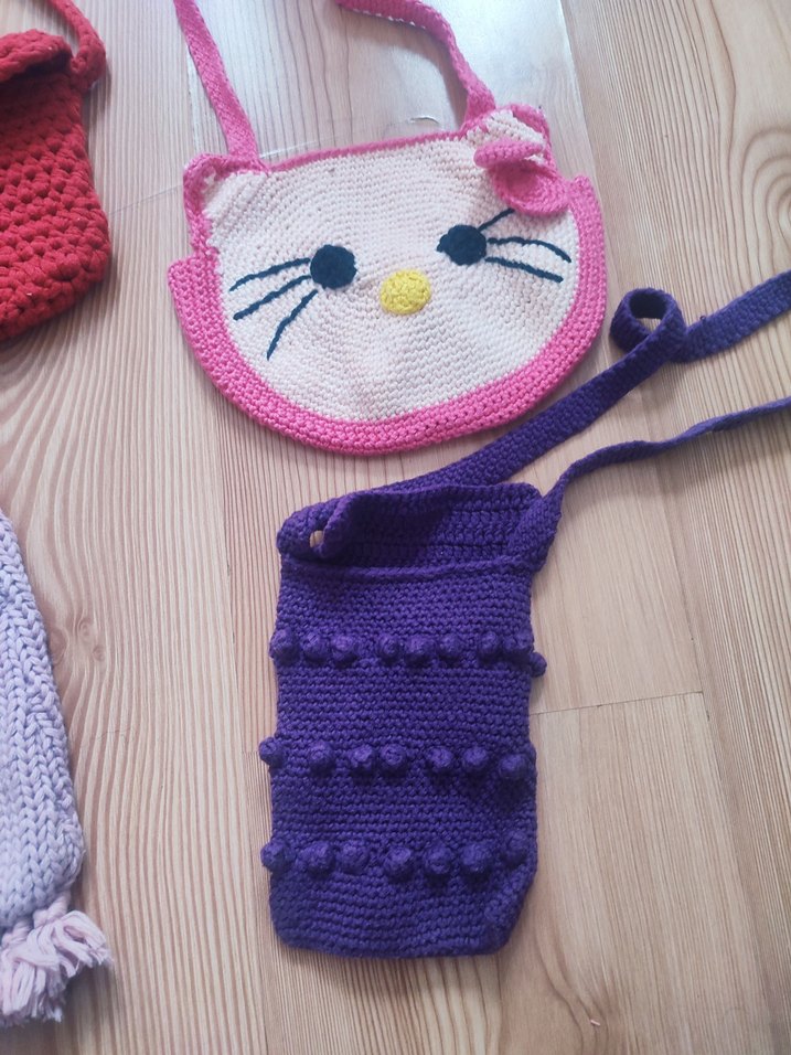 Renkli Nakışlı Örgü Bohem Kız Çantaları - Görsel 5