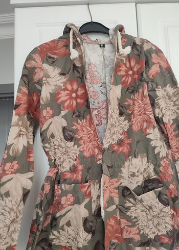 Bohem Desenli Düğmeli Midi Kadın Ceket - Görsel 3