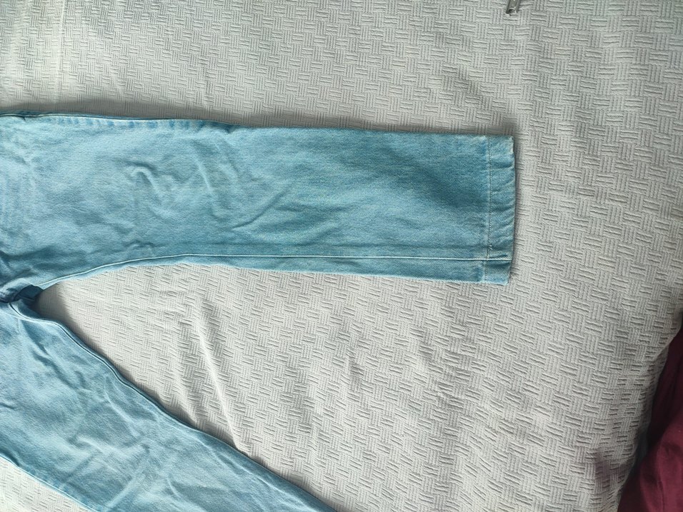 Düğmeli Mavi Midi Boy erkek Kot Pantolon - Görsel 3