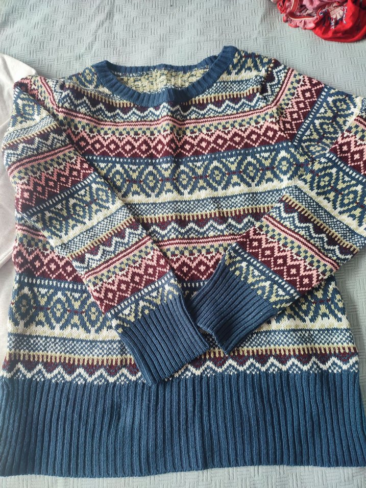 Gri Beyaz Erkek Pamuklu Triko Kazak - Görsel 2