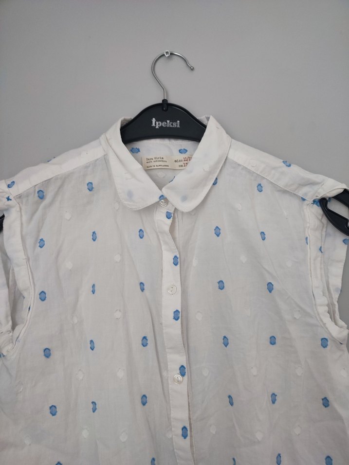 Düğmeli Kolsuz Pamuklu Gömlek - Görsel 2