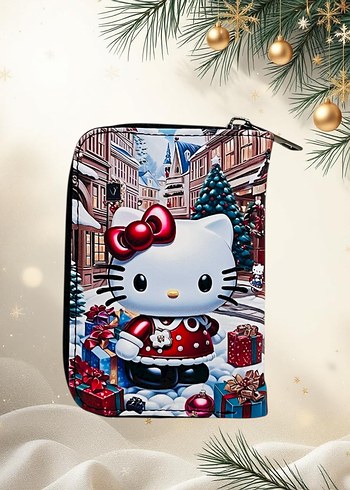 Yılbaşı temalı hello kity baskılı çocuk cüzdan - Görsel 2
