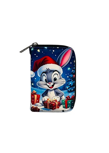 Yılbaşı temalı sevimli tavşan baskılı çocuk cüzdan - Görsel 3