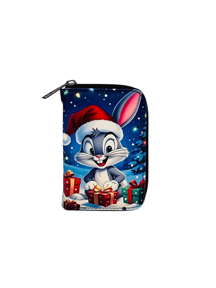 Yılbaşı temalı sevimli tavşan baskılı çocuk cüzdan - Görsel 3