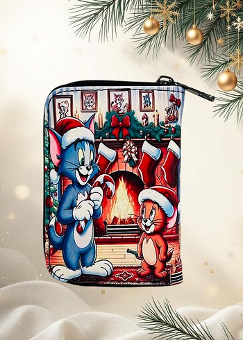 Yılbaşı temalı tom ve jerry baskılı Çocuk cüzdan - Görsel 2