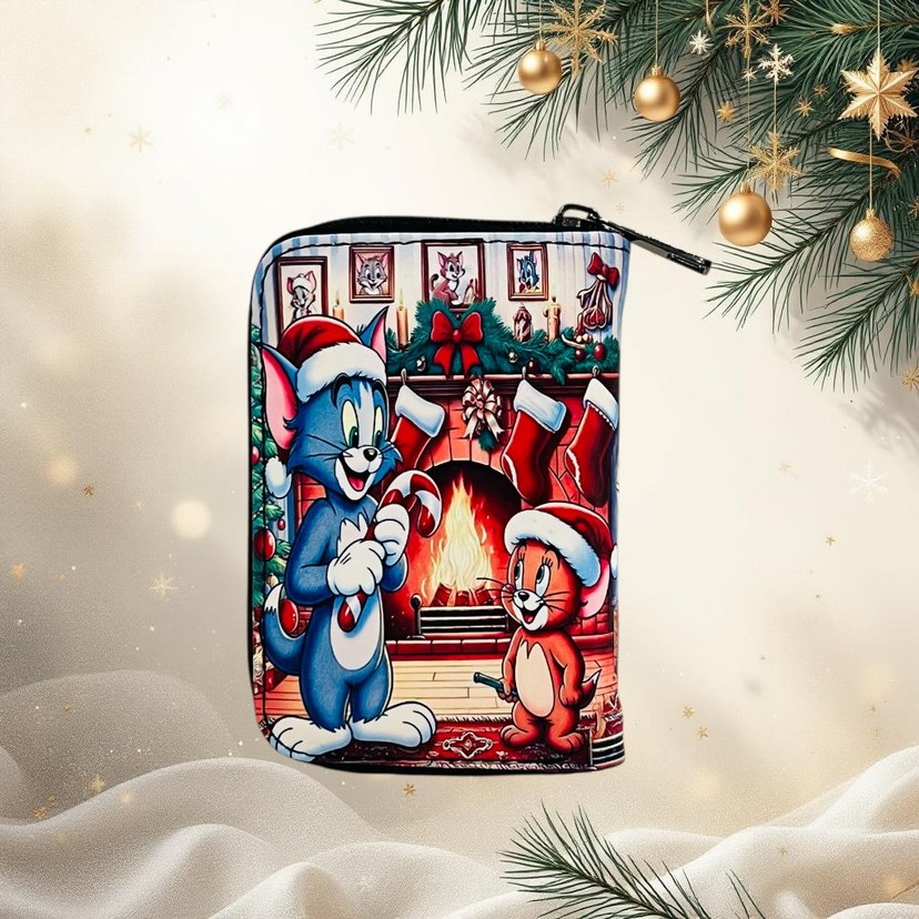 Yılbaşı temalı tom ve jerry baskılı Çocuk cüzdan - Görsel 2