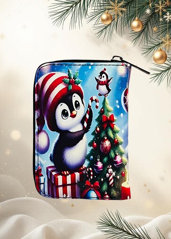 Yılbaşı temalı penguen baskılı çocuk cüzdanı - Görsel 2