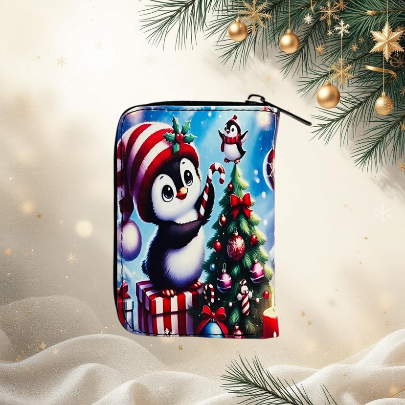Yılbaşı temalı penguen baskılı çocuk cüzdanı - Görsel 2