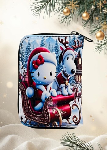 Yılbaşı temalı hello kity baskılı çocuk cüzdanı - Görsel 2