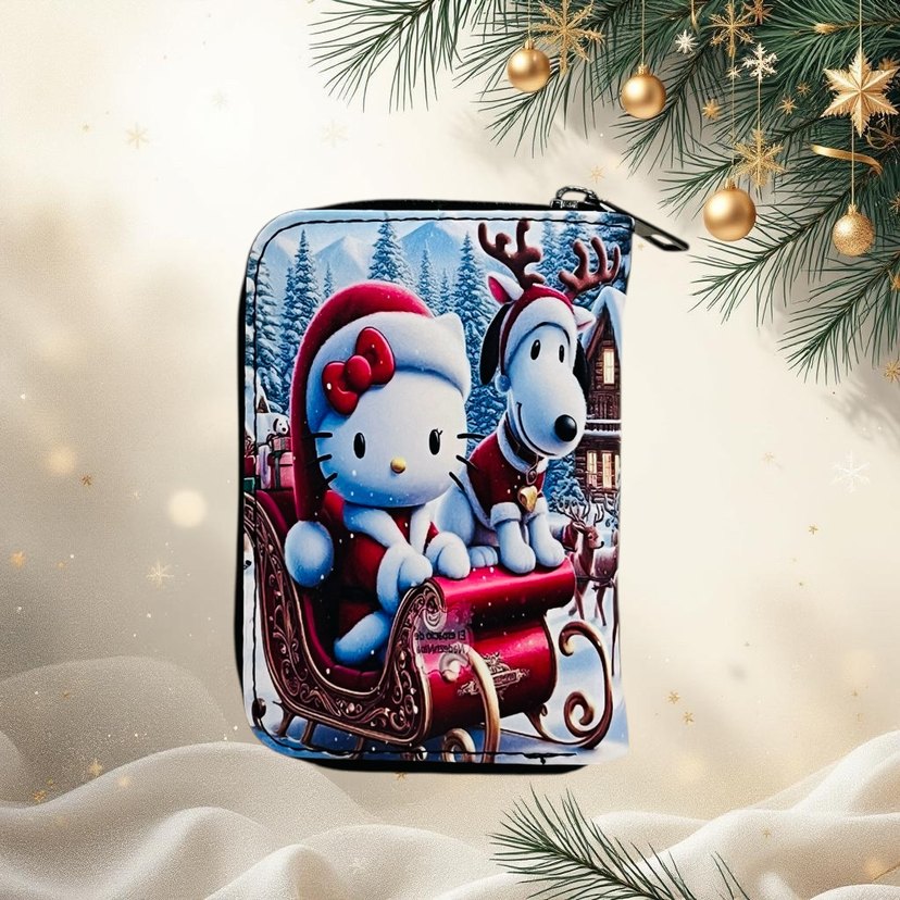 Yılbaşı temalı hello kity baskılı çocuk cüzdanı - Görsel 2