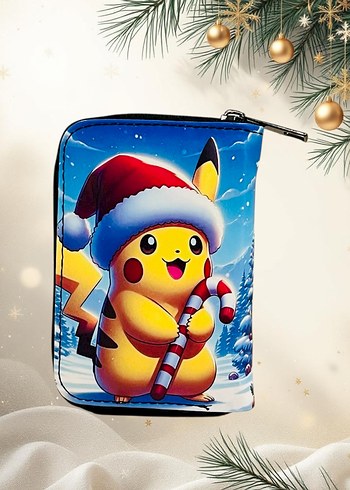 Yılbaşı temalı Pikachu baskılı çocuk cüzdan - Görsel 2
