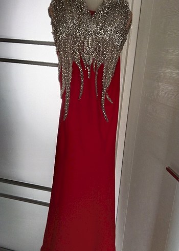Kırmızı Uzun Abiye Elbise kalitenin adı Tarık Etiz urunu - Görsel 6