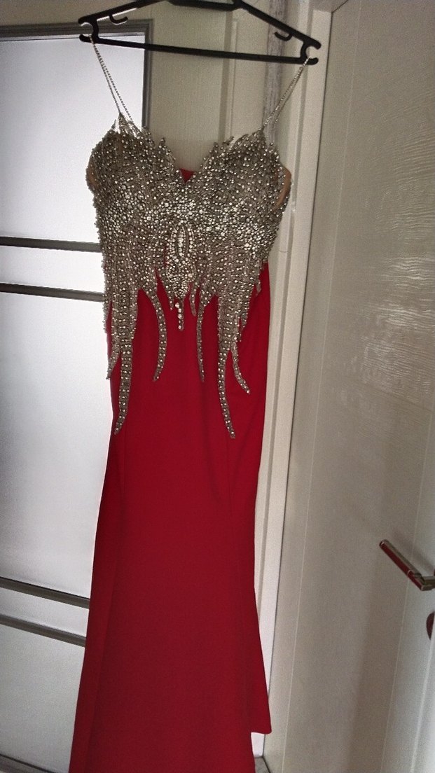 Kırmızı Uzun Abiye Elbise kalitenin adı Tarık Etiz urunu - Görsel 2