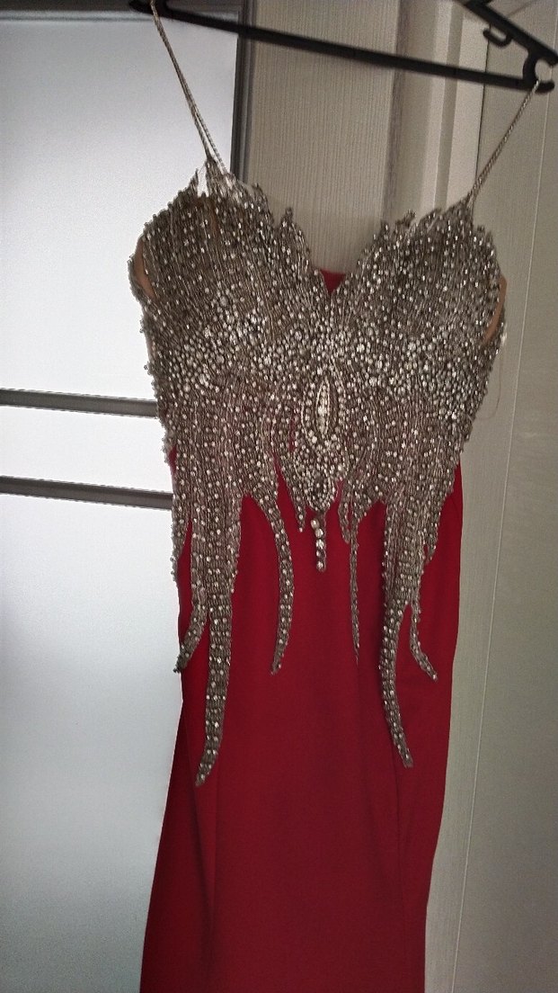 Kırmızı Uzun Abiye Elbise kalitenin adı Tarık Etiz urunu - Görsel 3