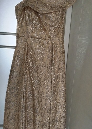 Bej İşlemeli Uzun Abiye Elbise - Görsel 10