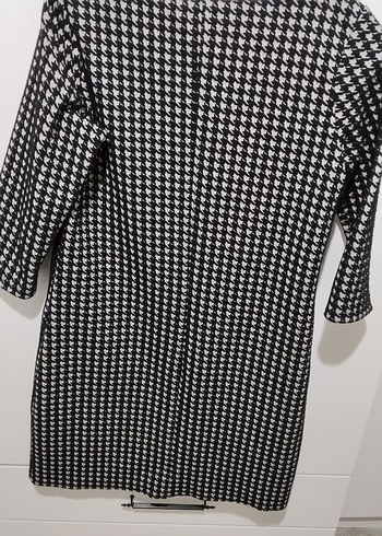 Uzun Kollu Siyah Gri Midi Elbise - Görsel 4