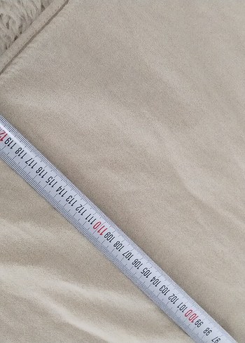 Bej Keten Midi V Yakalı Askılı Elbise - Görsel 5