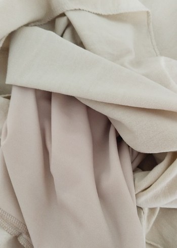 Bej Keten Midi V Yakalı Askılı Elbise - Görsel 9