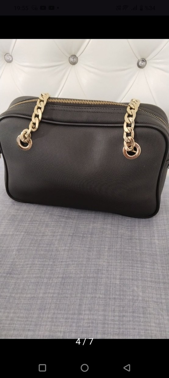 Zincir Detaylı Siyah Deri Kadın Çanta - Görsel 4