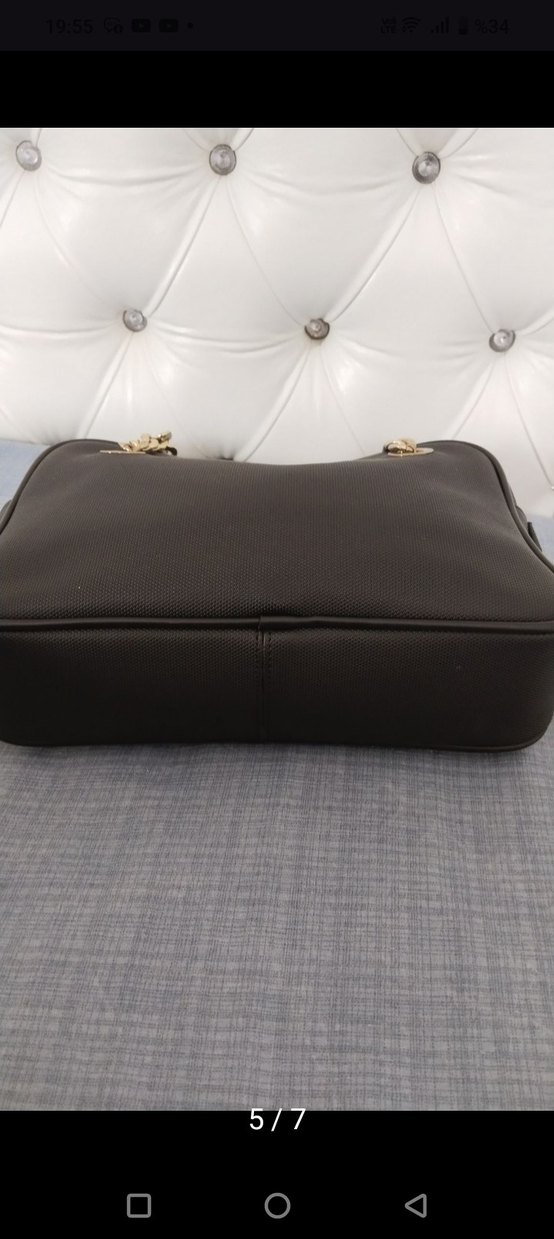 Zincir Detaylı Siyah Deri Kadın Çanta - Görsel 5