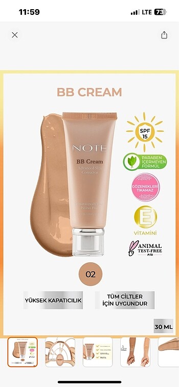 Note bb cream