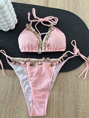 s Beden pembe Renk Deniz kabuklu bikini takımı