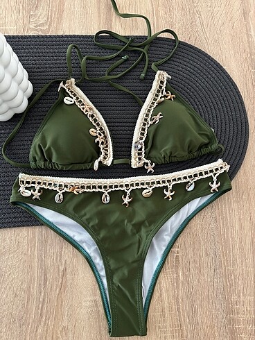 m Beden yeşil Renk Deniz kabuklu bikini takımı