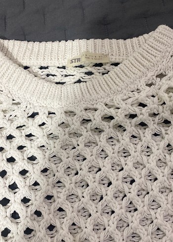 Bohem Beyaz Örgü Kadın Kazak - Görsel 2