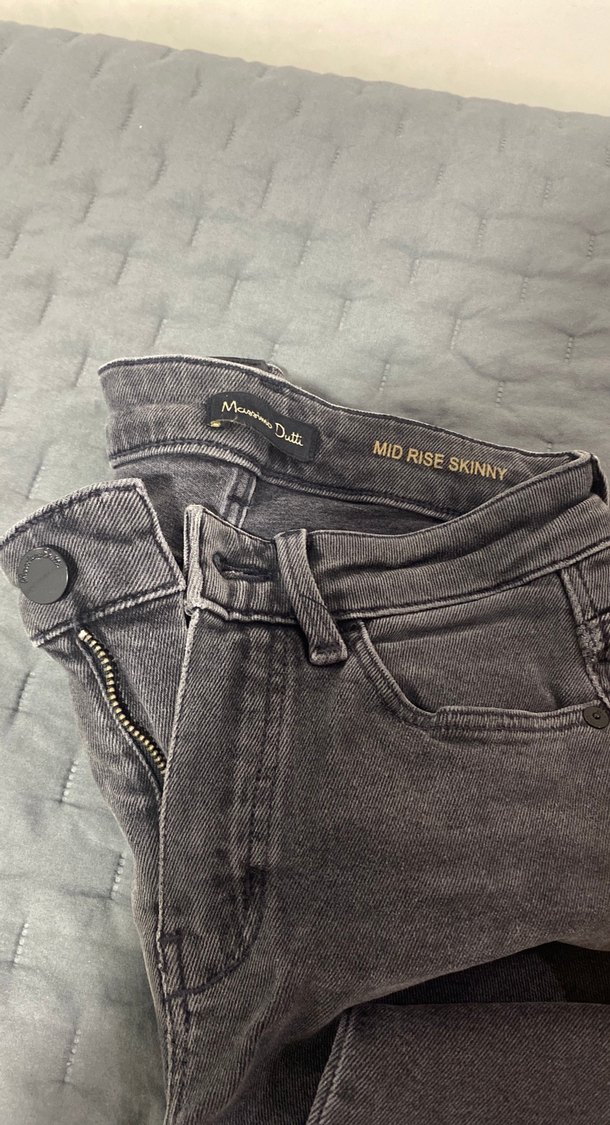 Gri Kadın Kot Pantolon - Orta Bel Dar Kesim - Görsel 3