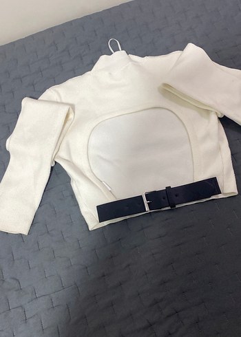 Beyaz Kadın Uzun Kollu Basic Kazak - Görsel 3