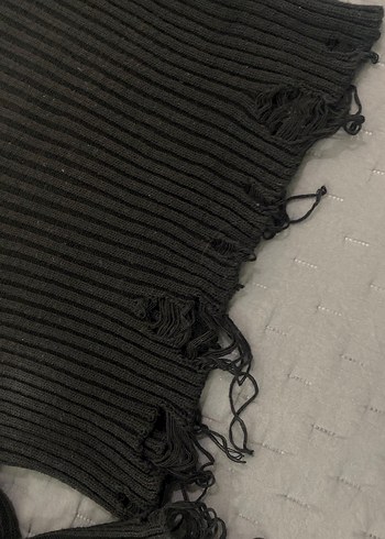 Siyah Örgü Kadın Kazak, Uzun Kollu, Rahat Kesim - Görsel 2