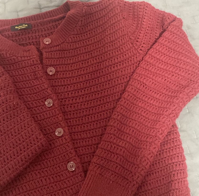 Bordo Örgü  Hırka - Görsel 2