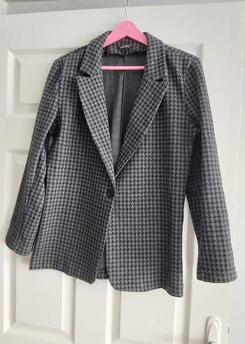 Düğmeli Gri Midi Kadın Blazer Ceket