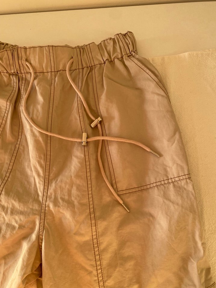 Bej Salaş Midi Keten Pantolon - Görsel 2