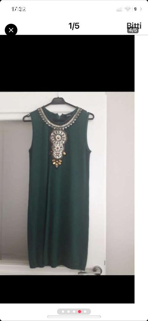 Boncuk İşlemeli Yeşil Bohem Uzun Elbise - Görsel 2