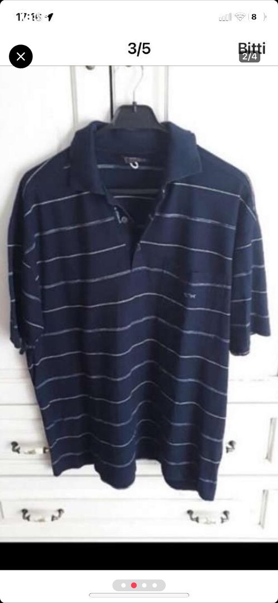 Lacivert Çizgili Polo Tişört - Görsel 2