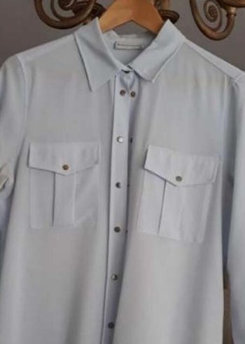 Düğmeli, Uzun Kollu Kadın Gömlek - Görsel 3