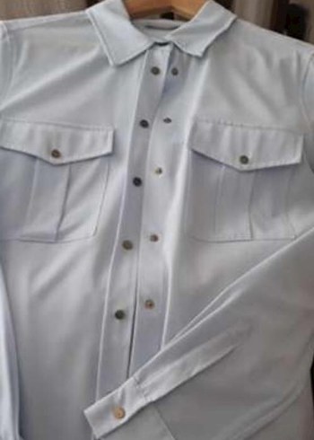 Düğmeli, Uzun Kollu Kadın Gömlek - Görsel 5