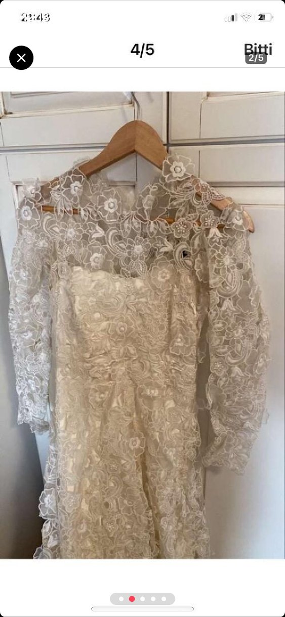 Uzun Kollu Vintage Beyaz A Kesim Gelinlik - Görsel 5