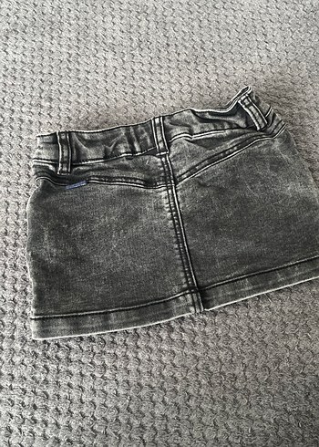 Düğmeli Gri Kız Kot Etek - Görsel 2